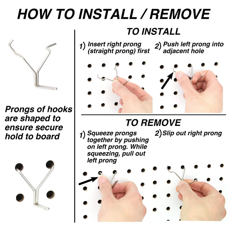 Right Arrange Stainless Steel Pegboard Hooks 50-Pack 1"" L Hook - Will Not Fall Out  Fits Any Peg Board - Organize Tools  Accessories  Workbench  Garage Storage  Kitchen  Crafts  Jewelry  Retail - Image 4
